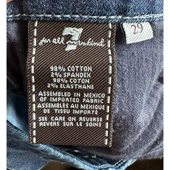 7 FOR ALL MANKIND "A" Pocket Dark Wash Rhinestone Embellished Jeans Size 29 - Picture 9 of 10